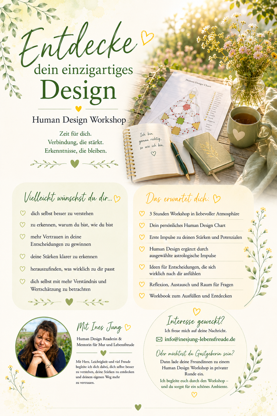 Flyer zum Human Design Workshop Ines Jung